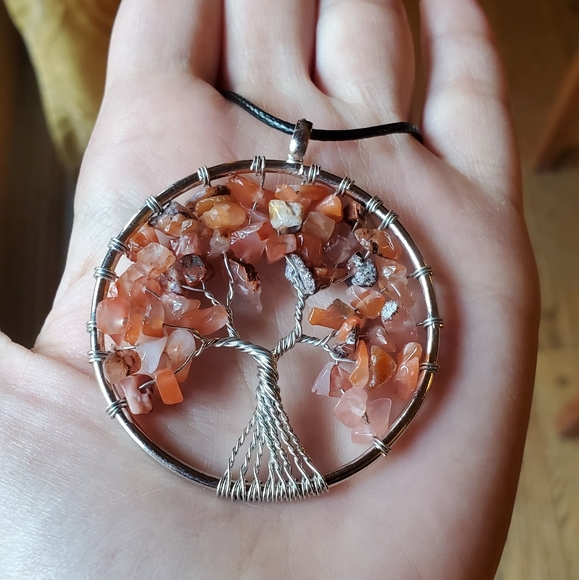NWOT Tiger Eye Silver Tree of Life Necklace - Picture 3 of 7